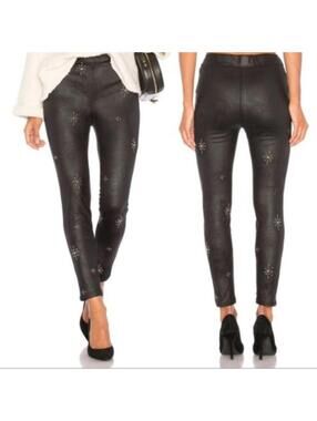 Free People Black Studded Faux-Leather Leggings